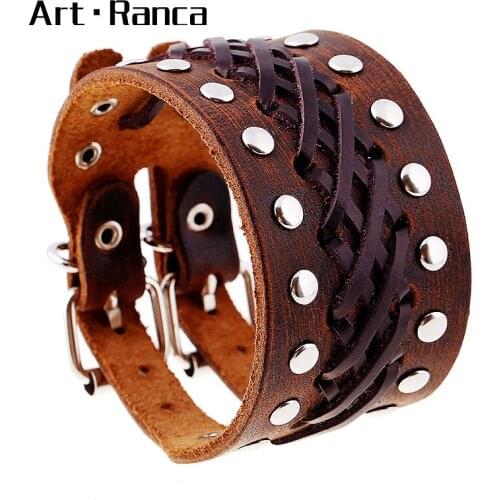 Fashion braided leather punk bar outdoor leisure Bracelet mens and womens Bracelets