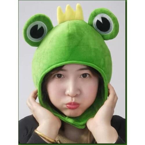 Cartoon Big Frog Eyes Crown Plush Hat Funny 3D Stuffed Toys Cosplay Headgear Cap N7MF