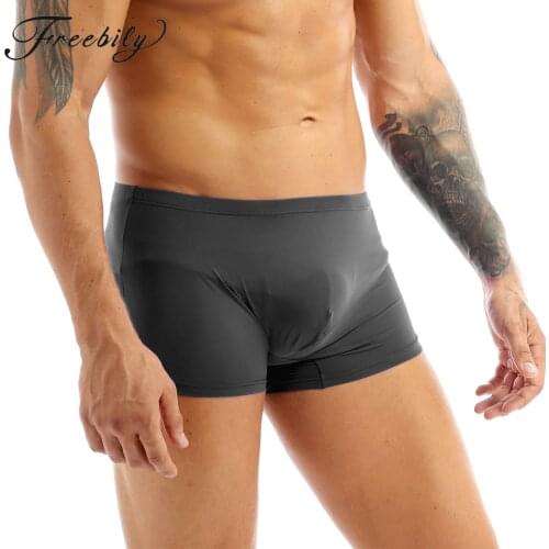 Mens Boxer Seamless Ice Silk Sexy Underwear Jockstrap Sissy Panties Plus Size Lingerie