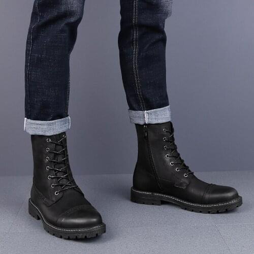 Brand High Quality Genuine Leather Men Waterproof Boots Men Casual Shoes Fashion Ankle Boots For Men Winter Men Boots With Fluff