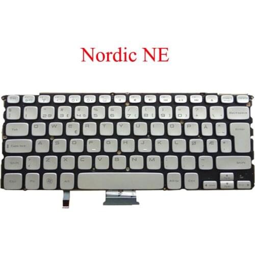 Laptop NE Keyboard For DELL For XPS 14Z L412Z P24G 15Z L511Z P12F Nordic MP-10K86NLJ698 Silver with backlit new