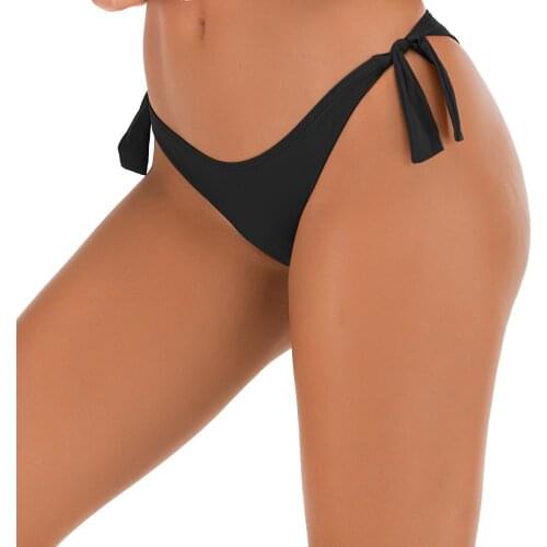 New Swim Trunks Conservative Pleated Womens Briefs Sexy Solid Color Swimming Trunks Womens T-Back