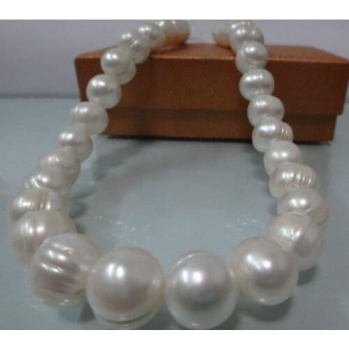 Huge Natural 10-11MM SOUTH SEA GENUINE WHITE BAROQUE PEARL NECKLACE 18"