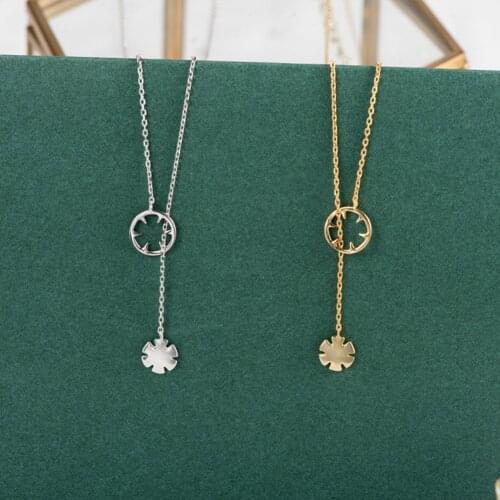 Personality Double Gear Necklace Flower Shaped Silver Plated Gold Plated Necklace Fashion Womens Sweater Chain Jewelry