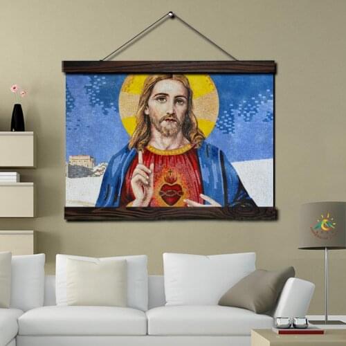 Jesus Pictures Single Modern Wall Art Print Pop Art Picture And Poster Solid Wood Hanging Scroll Canvas Painting Home Decor
