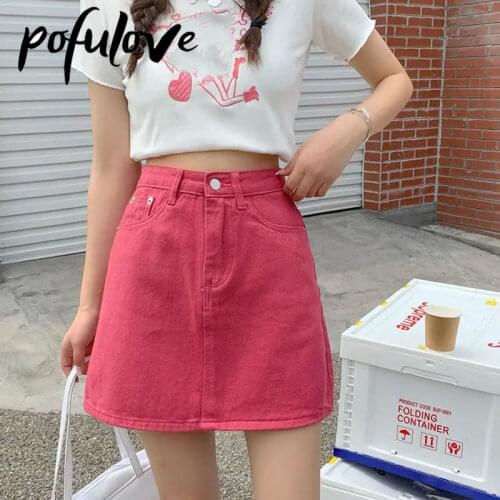 POFULOVE Denim Pencil Skirts China