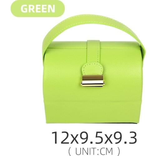 Portable Pu Leather Green Jewelry Display Storage Box For Women Ring Earring Pendent Case Jewellry Organizer Removable Card Slot