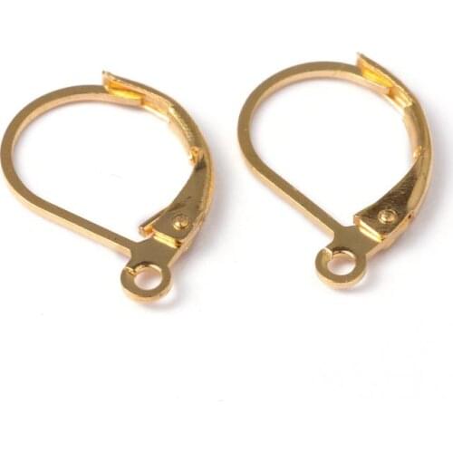 500pcs Golden Brass Lever Back Hoop Earring Findings for Jewelry Making DIY Components Lead Free and Cadmium Free 15x10mm