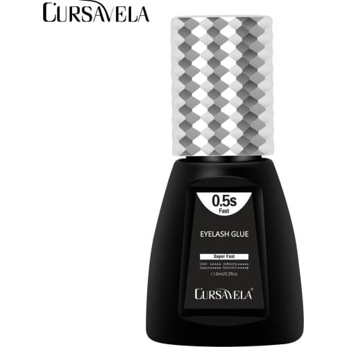 Cursaveal Super Fast Eyelash Extension Glue Easy Use Black Prevent Allergy Glue Long Lasting Time Strong Low Odor Adhesive 5ml