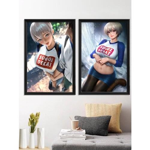 UCWA Cartoon Amine Nude Uzaki chan wa Asobitai Poster Room Wall Canvas Home Decor Art Silk Decoration Prints