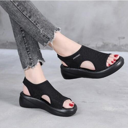 Roman Plus Size Women Shoes Summer 2021 Comfort Casual Sport Sneakers Woman Breathable Beach Flat Sandals Lady Platform Sandals