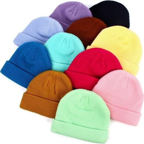 19 Colors Knitting Outdoor Keep Warm Unisex Beanie Elasticity Hip Hop Short Crimping Men Ski Cap Women Skull Hat