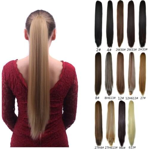 Yihan 22" Long Straight Synthetic Hair Claw Ponytail False Hair on Claw Clip Tail House Ponytail Tail Hair
