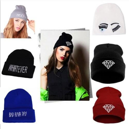 Women Men Fashion Letter Printed Winter Beanie Cap Cotton Blend Knitted Winter Beanies Hiphop Hats Caps