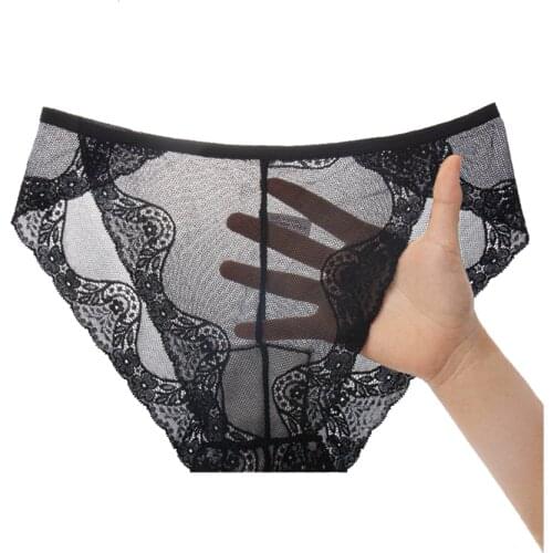 Womens Sexy Lace Underwear Panties Soft Comfortable Panties Mesh Transparent Lace-up Low-rise Panties Briefs