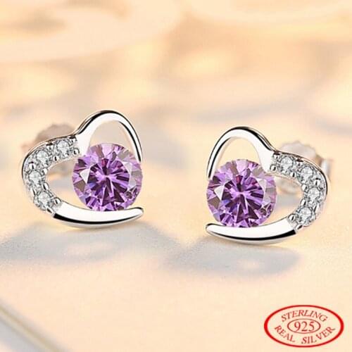 S925 Pure Silver Ear Nail Female Fine Jewelry Temperament Personality Heart Ear Stud Korea Versatile Stud Earrings For Women