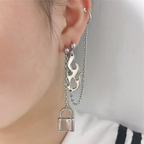 Punk Rock Flame Shape Harajuku Earrings Biker Fire Pendant Women Fashion Charm Jewelry Gift