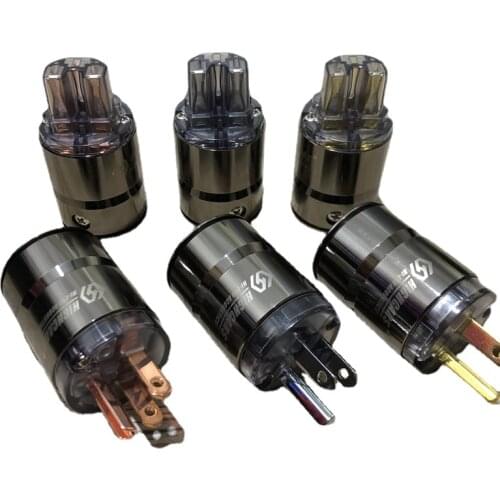 Audiophile 6N Pure Copper Rhodium Plated / Gilded / Pure Copper US Power Plug / IEC Plug Connector