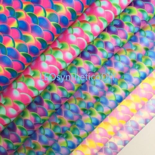 1PC 21X29CM Mermaid Fish Scales Synthetic Leather Fabric Leather Sheets, PU Leather For Making Bows LEOsyntheticoDIY T529B