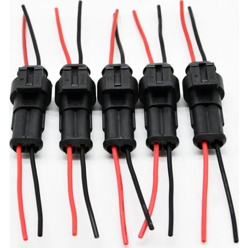10pcs 5 Pairs Waterproof Male Female Electrical Connectors Plug 2-Pin/3-Pin Way With Wire For Car Motorcycle