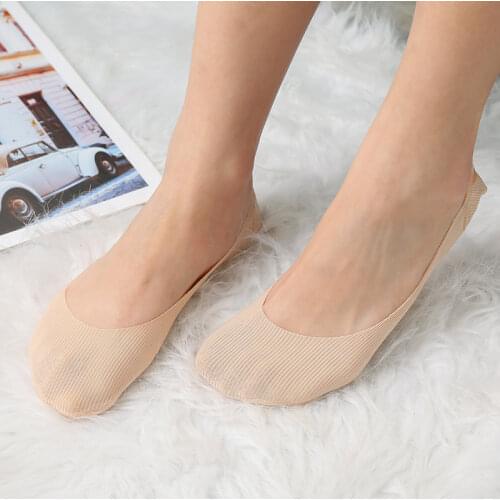 10pcs=5 pairs/lot Bamboo fiber Womens invisible Socks, anti- slip high quality summer slipper woman lady sox