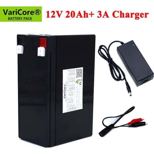 12V 20Ah 18650 Lithium Battery Pack Built-in 10A 20A Sprayer Surveillance Camera Backup Power Solar Battery+12.6V Charger