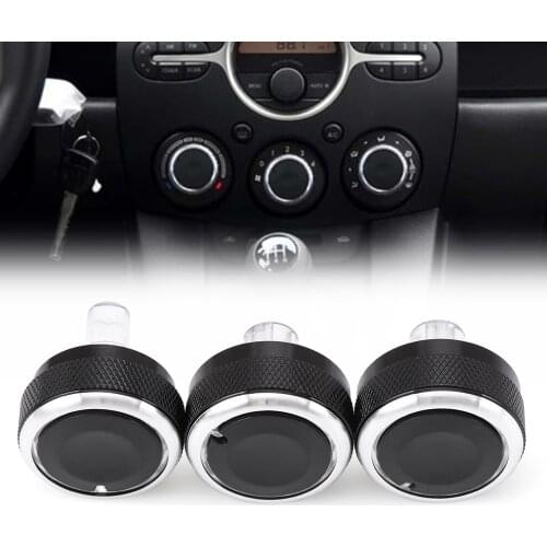 3pcs Car Air-Conditioning A/C Buttons Switch Panel Knob Cover For Mazda 2 Demio 2007-2014