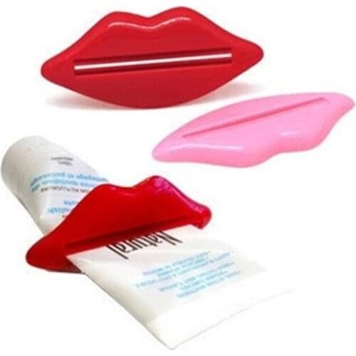 3pcs Sexy Lip Kiss Bathroom Tube Dispenser Toothpaste Squeezer tooth paste dispenser toothbrush case