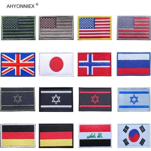 1PC 3D Embroidered USA UK Russia Japan Israel Germany Korea Egypt Flag Patch Sew On Clothes Armband Backpack Sticker DIY Patches