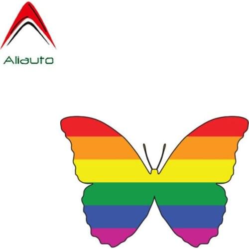 Aliauto Cover Scratch Car Sticker Butterfly Gay Rainbow Anti-UV Funny Automobiles & Motorcycles Accessories PVC Decal,11cm*7cm