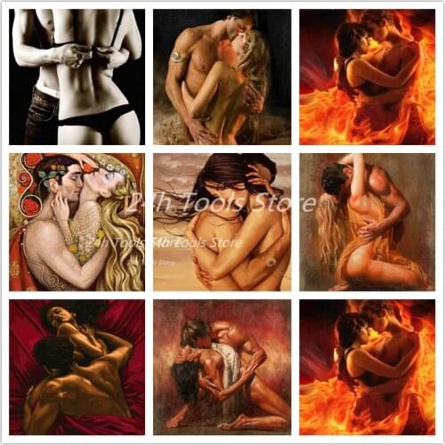 5D DIY Diamond Painting Naked Woman Full Drill Embroidery Sexy Woman Man Romantic Rhinestone Cross Stitch Kit Home Decoration