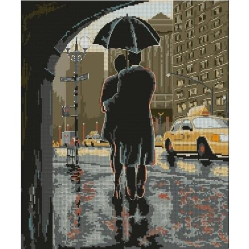 Free delivery Top Quality popular counted cross stitch kit nestle together in the rain raining, love forever
