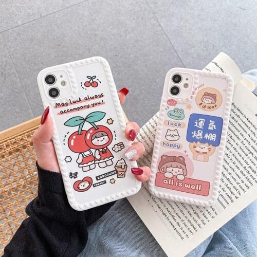 Cute Cartoon Happy Lucky Case For iphone 12 11 Pro Mini X XS MAX TPU Slim Soft Cover For iPhone 8 7 6 PLUS SE 2 Phone Case Coque