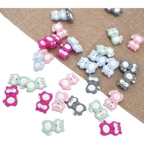Chenkai 50PCS BPA Free Silicone Raccoon Beads Baby Animal Cartoon Teether Bead For DIY Chewing Dummy Pacifier Chain Accessories