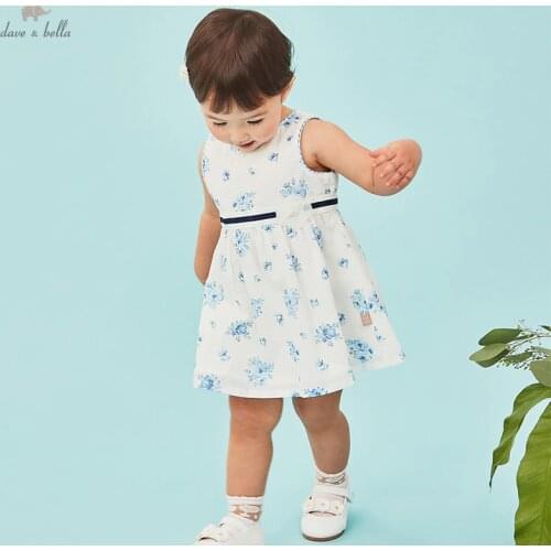 DBH16972 dave bella summer baby girls cute flroal print dress children fashion party dress kids infant lolita clothes
