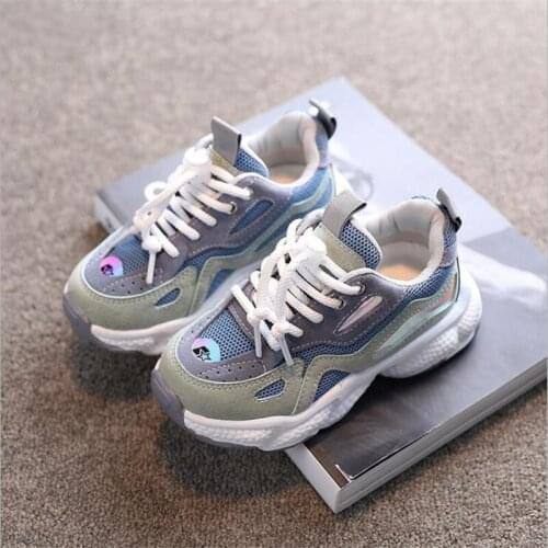 Childrens sports shoes spring and autumn new fashion boys' sports shoes mesh breathable girls' soft sole light casual shoes