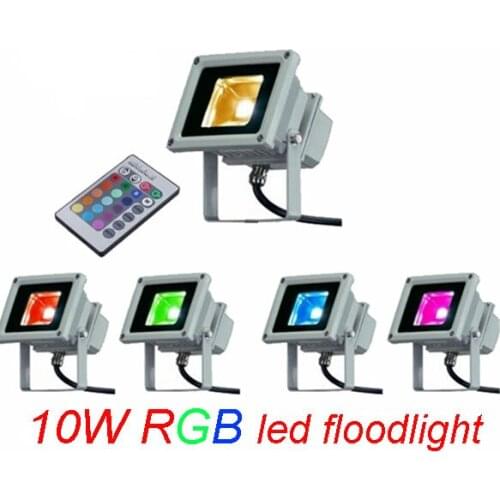 DHL freeshipping 10pcs IR Remote Controller 10W 900LM 16 Colors change RGB LED Floodlight Waterproof Lamp RGB Outdoor Garden