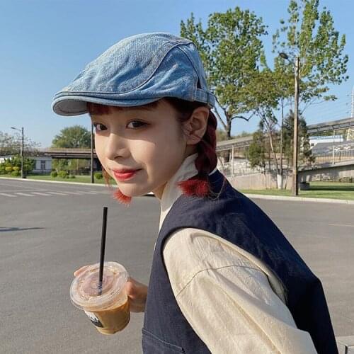 Denim Beret Hat Vintage Jean Flat British Western Style Advance Flat Ivy Hats For Women Men Retro Boina Snapback Baseball Caps