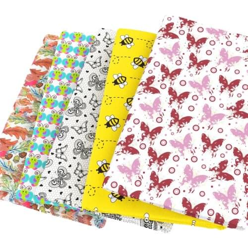 Flamingo Animal Butterfly Bee Bird Polyester Cotton Sewing Quilting Fabrics Needlework Material DIY Tissue Kids Cloth,1Yc13666