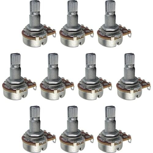 FLEOR 10pcs Long Shaft Potentiometers Small Electric Guitar Bass Potentiometers Pots A250K
