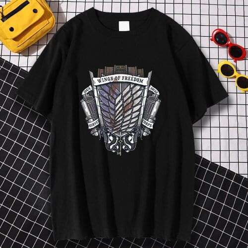 Short Sleeve Men Tee Shirts Spring Summer Tshirt Attack On Titan Japan Anime Printing Clothing Crewneck Comfortable Tshirt Mens