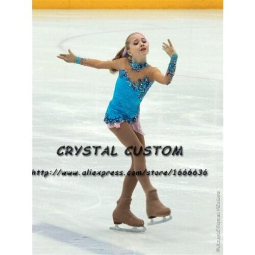 Crystal Custom Figure Skating Dresses For Girls Graceful New Brand Ice Skating Dresses For Competition DR4313