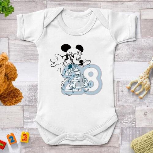 NewBorn Baby Rompers Clothing Infant Baby Boys Girls Short Sleeve Cartoon Mickey Print Romper Jumpsuit Clothes