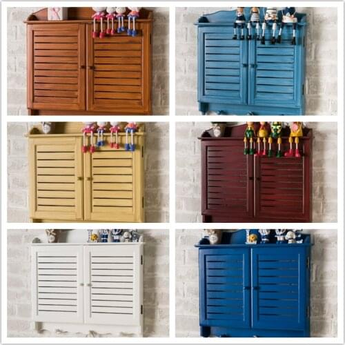 Electric Meter Box Wall Ornament Punch-free Meter Box Decoration Vintage Style Wood Frame Cover Home Distribution Box Occlusion