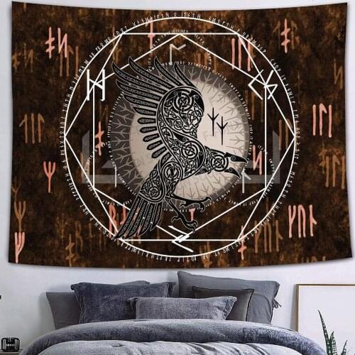 Mysterious Printed Tapestry Home Living Room Decor Wall Hanging Tapestry Art Design Wall Carpets Rectangle Rugs Viking Tapestry