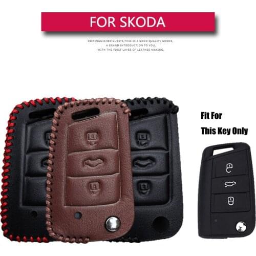 Leather Car Key Case Cover For Skoda Kodiaq Karoq Octavia 1 2 3 A5 A7 A8 Superb Fabia Rapid Yeti 2020 Key Shell Auto Accessories