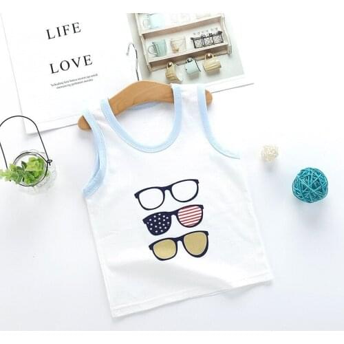 Summer Boys And Girls Pure Cotton Round Neck Vest Small And Medium-sized Childrens Sleeveless Vest Single Top