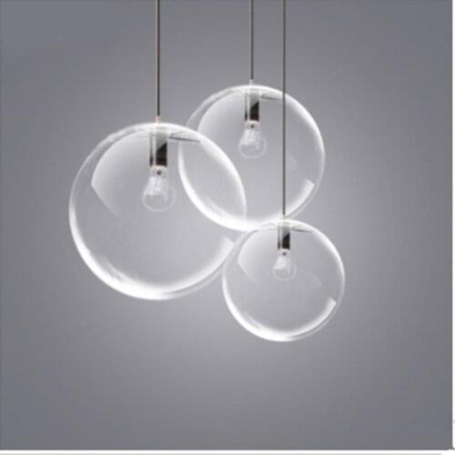 Nordic Modern Minimalist Glass Ball Chandelier Lamps Single Head Kitchen Dining Bar Counter Bedroom BedsideLighting