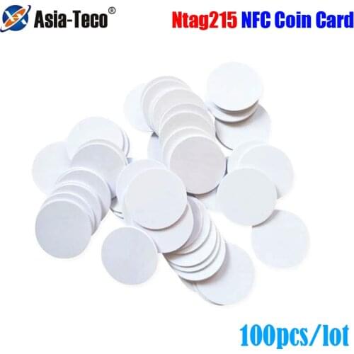100/50pcs NFC Ntag215 Coin TAG Key 13.56MHz NTAG 215 Universal Label RFID Ultralight Tags Labels 25 mm diameter