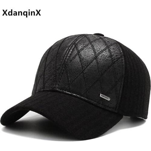 New Winter Mens Warm Hat Plus Velvet Thicken Baseball Cap Adjustable Size Cold-proof Thermal Sports Caps Elderly Winter Hats